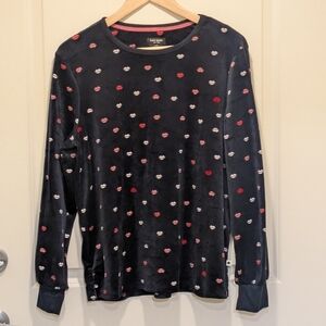Kate Spade M Women's Super Soft Fuzzy Lip Print Pyjama Shirt